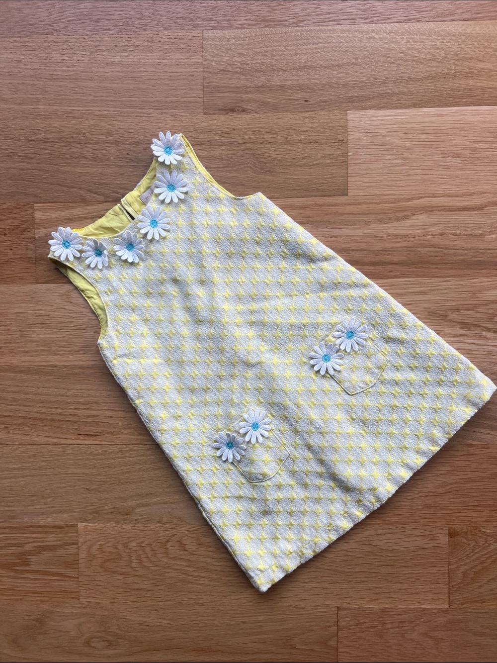 Mini Boden Yellow and White Daisy Pocket Shift Dress